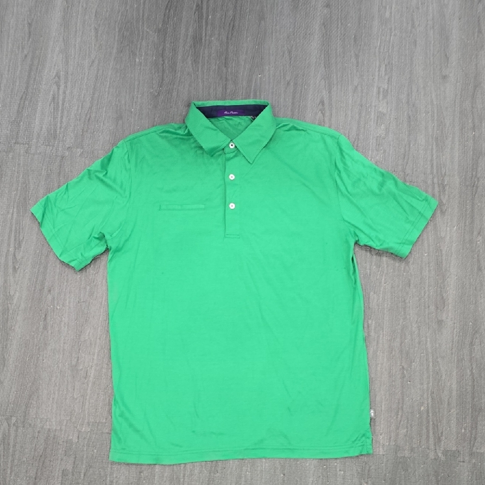 Men's Alan Flusser Vibrant Green Polo Shirt Size Medium